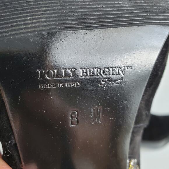 VTG 80s Polly Bergen Black Glitter Suede Boot 8 Heels Italy Glam Slouch Cocktail - Picture 9 of 12